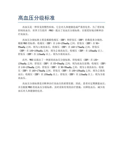 高血压分级标准