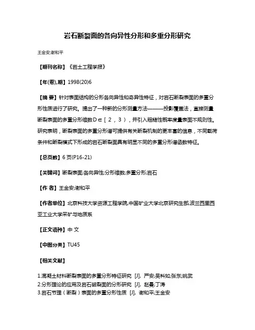 岩石断裂面的各向异性分形和多重分形研究