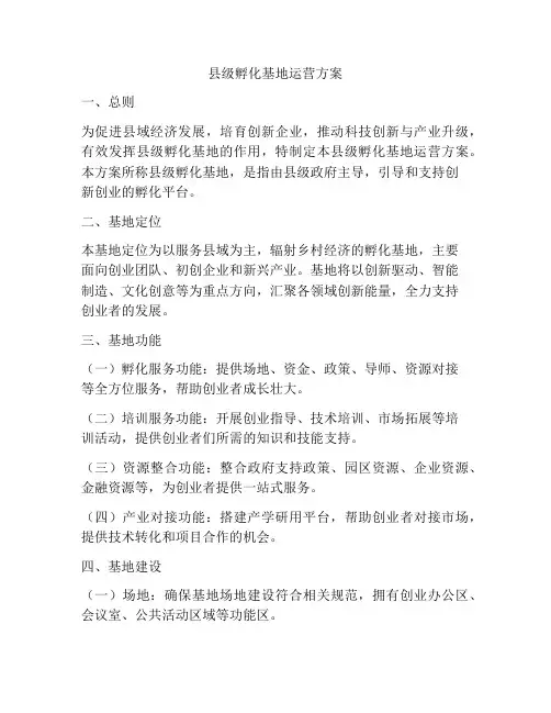 县级孵化基地运营方案