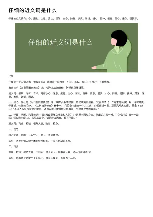 仔细的近义词是什么