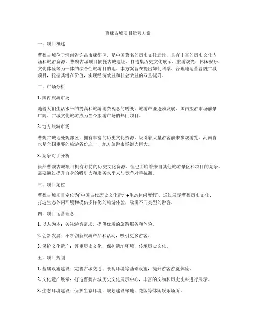 曹魏古城项目运营方案