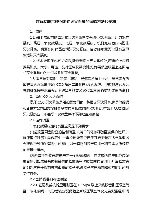 详解船舶各种固定式灭火系统的试验方法和要求