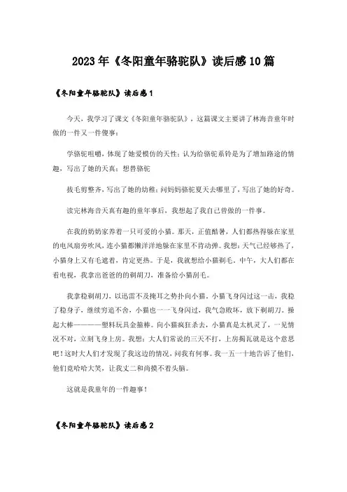 2023年《冬阳童年骆驼队》读后感10篇
