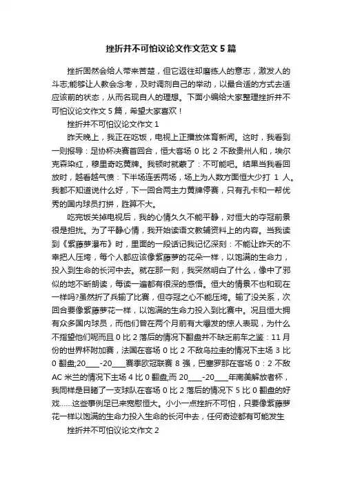 挫折并不可怕议论文作文范文5篇
