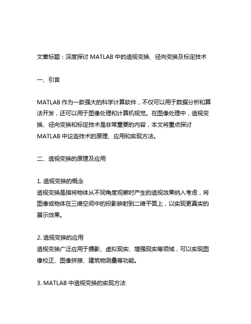 matlab 透视变换径向变换 标定