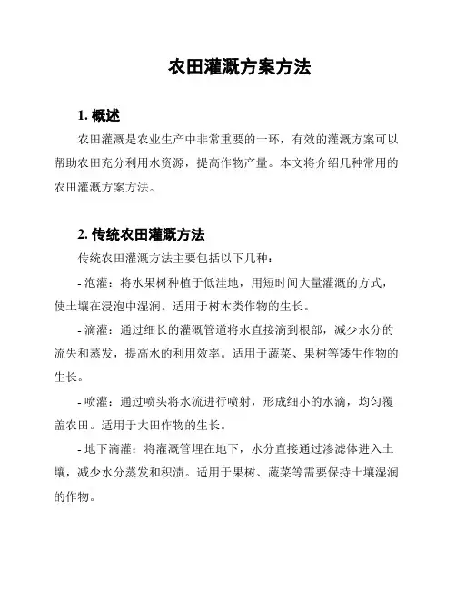 农田灌溉方案方法