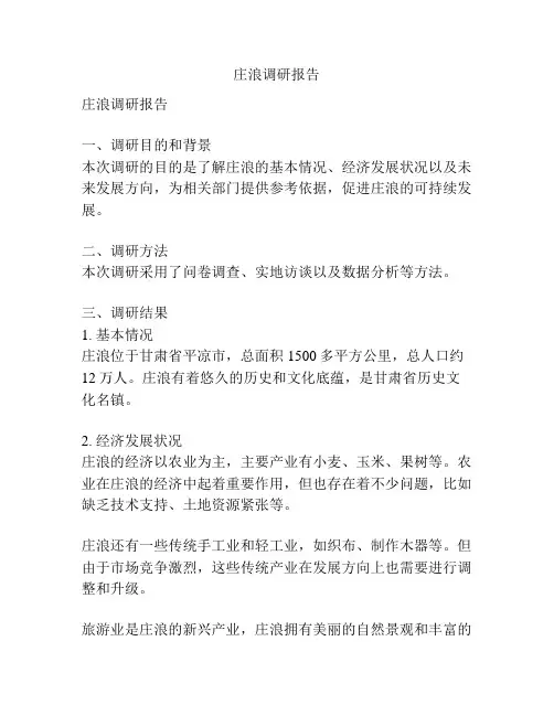 庄浪调研报告