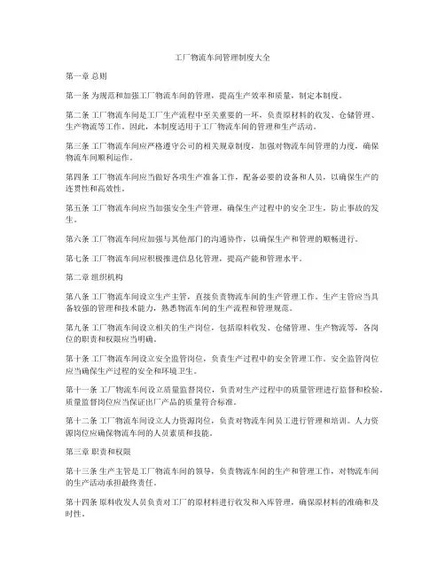 工厂物流车间管理制度大全