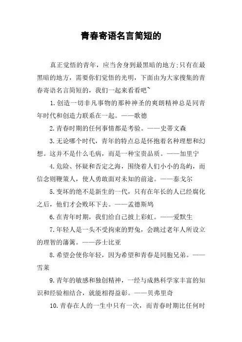 青春寄语名言简短的