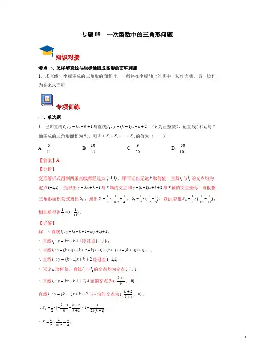 专题09 一次函数中的三角形问题(解析版)