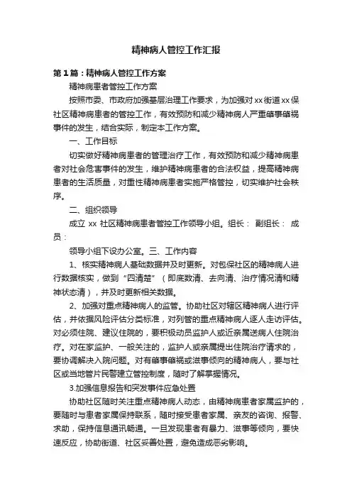 精神病人管控工作汇报