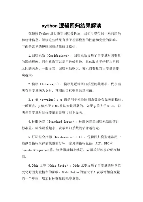 python逻辑回归结果解读