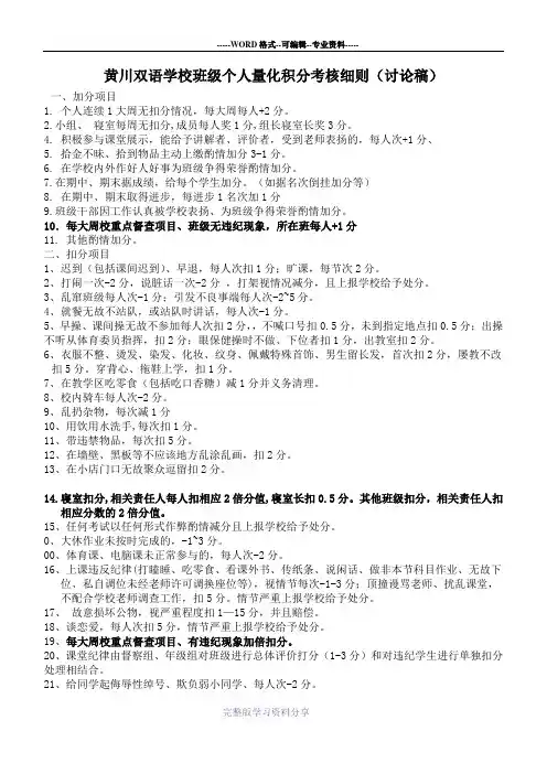班级个人量化积分考核细则1
