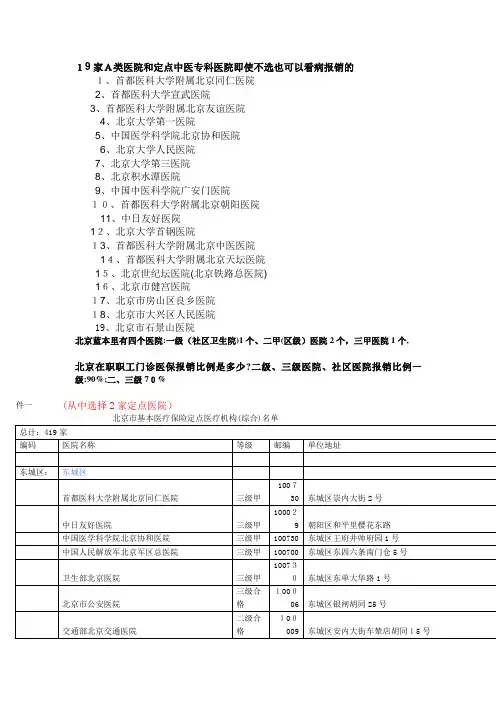 自-北京市共有19家A类医院