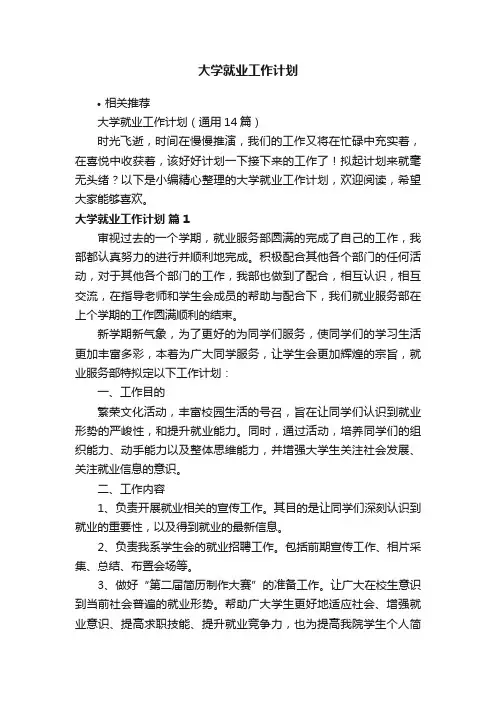 大学就业工作计划