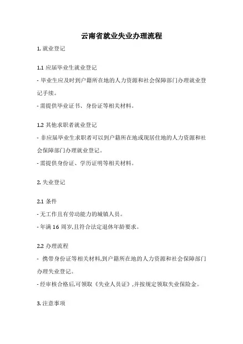 云南省就业失业办理流程