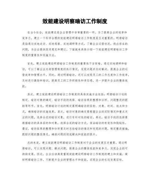 效能建设明察暗访工作制度
