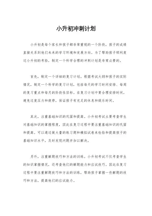 小升初冲刺计划