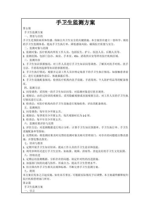 手卫生监测方案