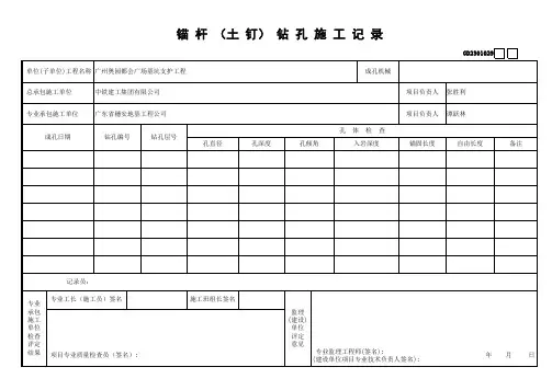 (省统表)锚杆(竖向锚索)钻孔施工记录