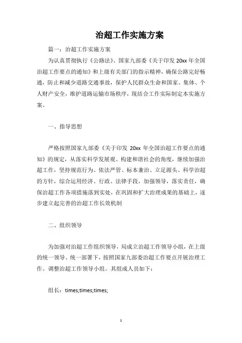 治超工作实施方案