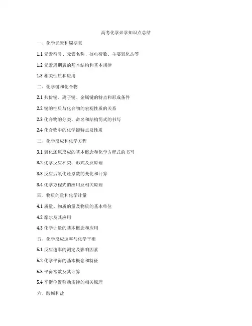 高考化学必学知识点总结