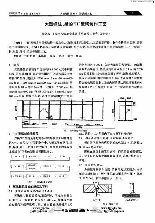 大型钢柱、梁的“H”型钢制作工艺