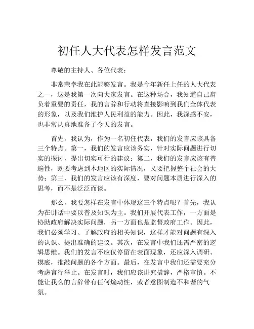 初任人大代表怎样发言范文