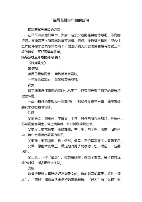 描写苏轼三年级的诗句