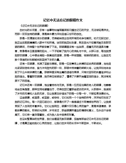 记忆中无法忘记的眼睛作文