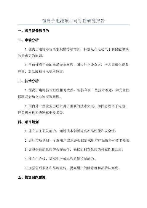 锂离子电池项目可行性研究报告