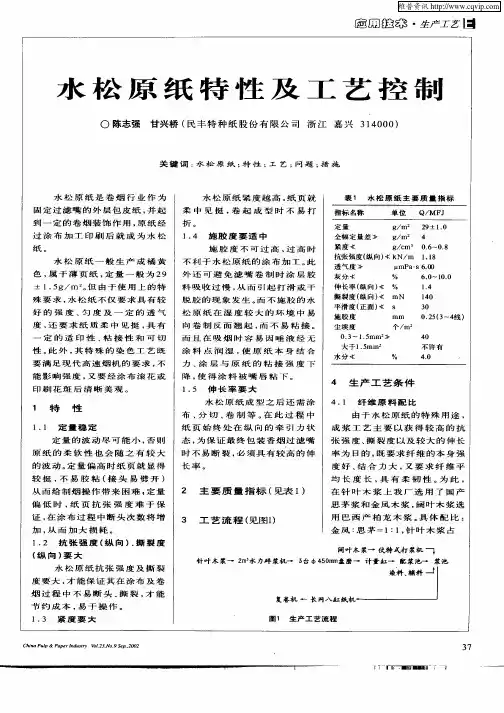 水松原纸特性及工艺控制