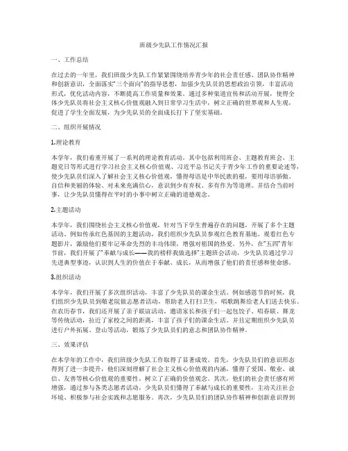 班级少先队工作情况汇报