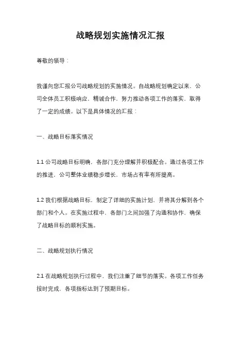 战略规划实施情况汇报