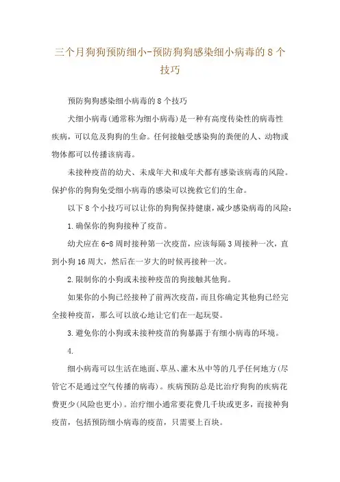 三个月狗狗预防细小-预防狗狗感染细小病毒的8个技巧