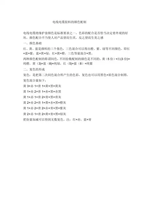电线电缆胶料的颜色配制