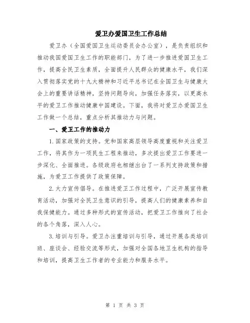 爱卫办爱国卫生工作总结