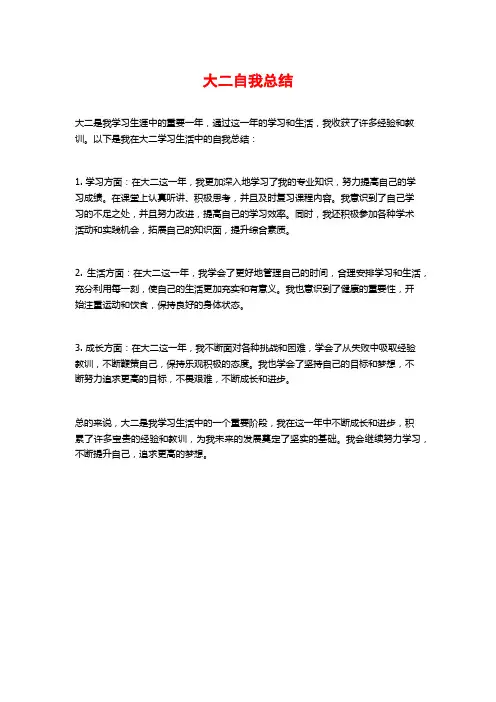 大二自我总结