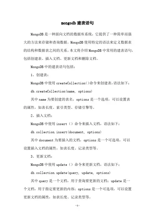 mongodb建表语句