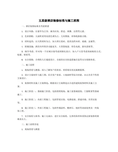五星级酒店装修标准与施工流程