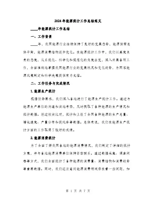 2024年能源统计工作总结范文(2篇)