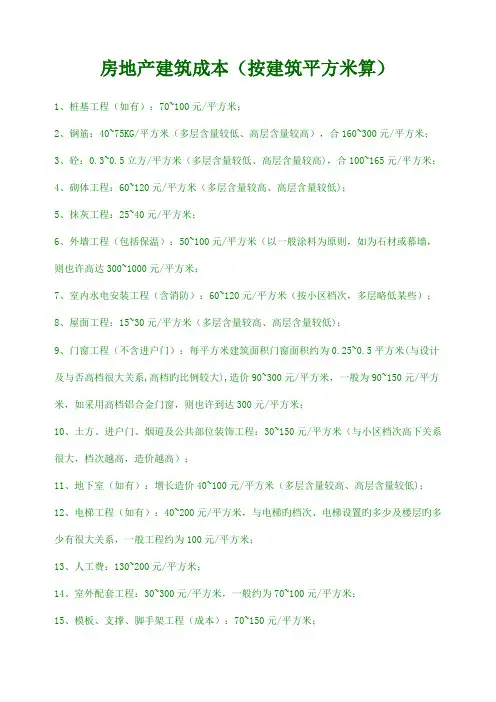 房地产建筑成本及建积规范