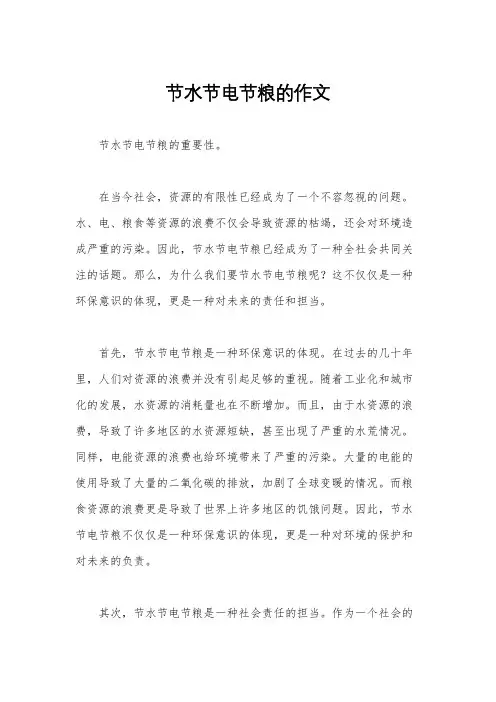 节水节电节粮的作文
