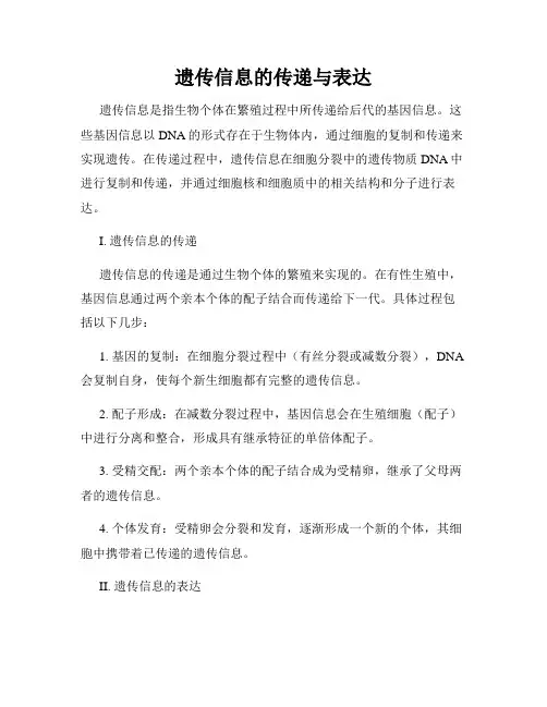 遗传信息的传递与表达