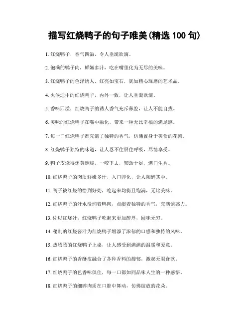 描写红烧鸭子的句子唯美(精选100句)