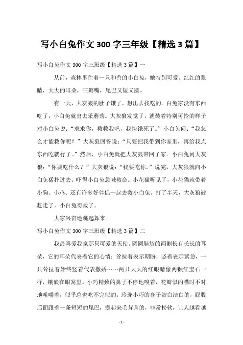 写小白兔作文300字三年级【3篇】