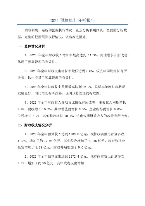 2024预算执行分析报告