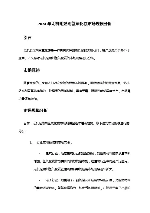 2024年无机阻燃剂氢氧化镁市场规模分析