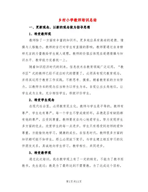 乡村小学教师培训总结(4篇)