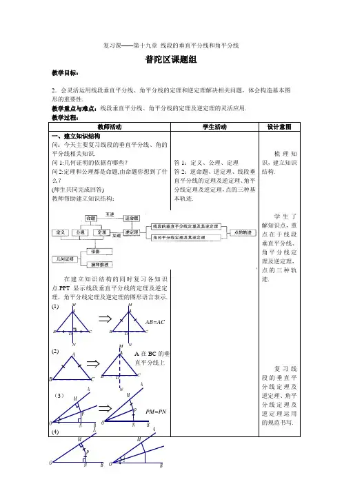 复习课线段的垂直平分线和角平分线